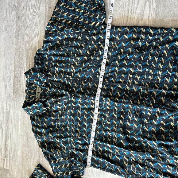 Men’s Vintage Silk Print Button Down Long Sleeve Shirt Large - Picture 10 of 12